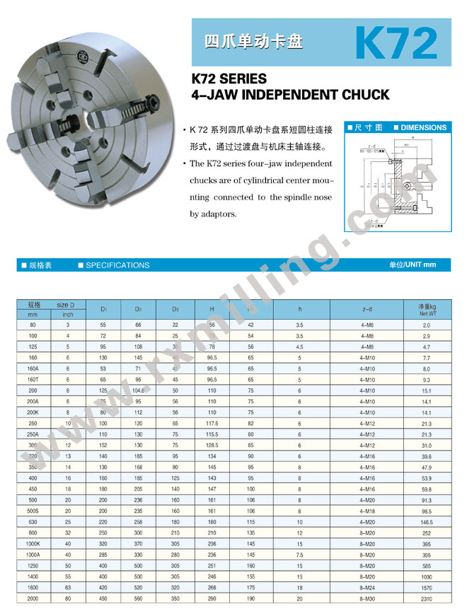 K72-4-jaw-chuck