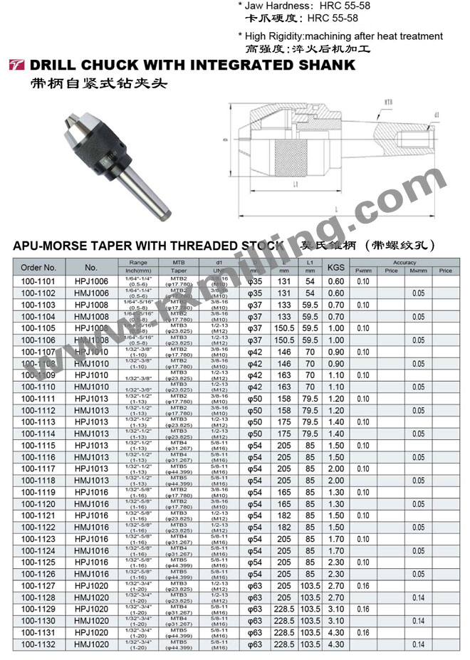 Drill-chuck-with-integrated-shank-APU-MORSE-type